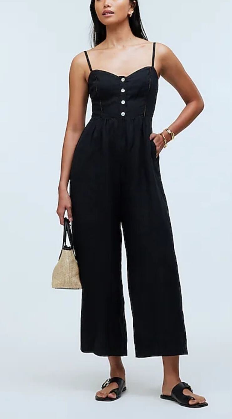 Madewell Sleeveless Wide-Leg Jumpsuit in 100% Linen Size 4 NWT